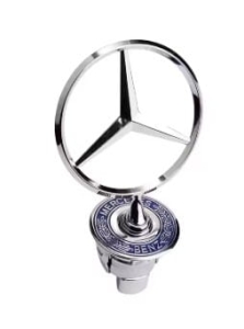 CELOWNIK GWIAZDA EMBLETAT MERCEDES W202 W203 W204 W210 W211 W212 W213 W220 W221  SREBRNA Z NAPISEM NIEBIESKIM